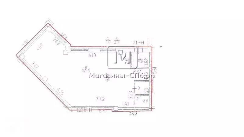 Аренда торгового помещения 92 метра на 1 этаже 99. План объекта