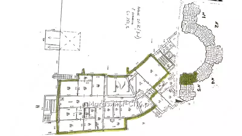 Продажа торгового помещения 352.2 кв.метров в 1,5 км от м "Приморская" 99. План объекта