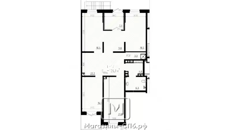 Аренда торгового помещения 128.1 кв.метров, 1 этаж 99. План объекта