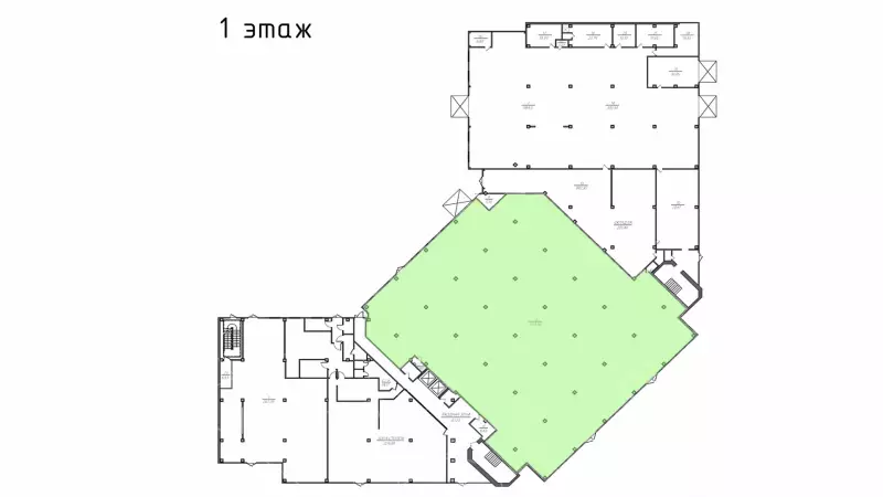 Фасадное торговое 1123,6 кв.метров, 1 этаж 99. План объекта