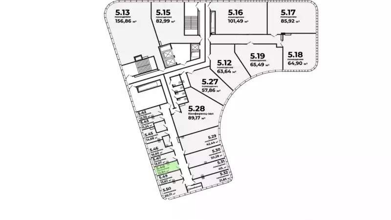 Продажа офиса 12.84 кв.метров, 5 этаж 99. План объекта