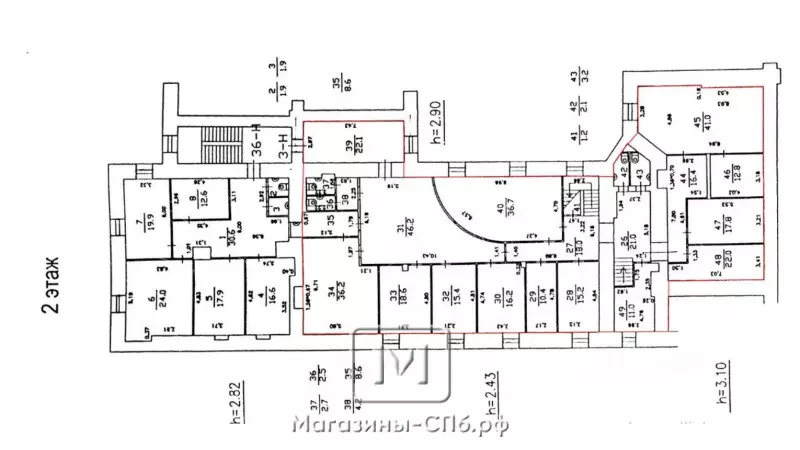 Аренда офиса 401.3 кв.метров, 2 этаж 99. План объекта