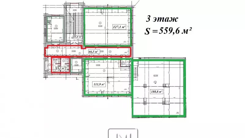 Офис/спорт.студия/коворкинг 129м2 99. План объекта