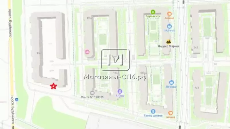 Аренда торгового помещения 43.5 кв.метров, 1 этаж 99. План объекта