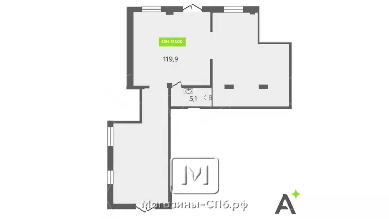 Аренда торгового помещения 125 кв.метров, 1 этаж 99. План объекта