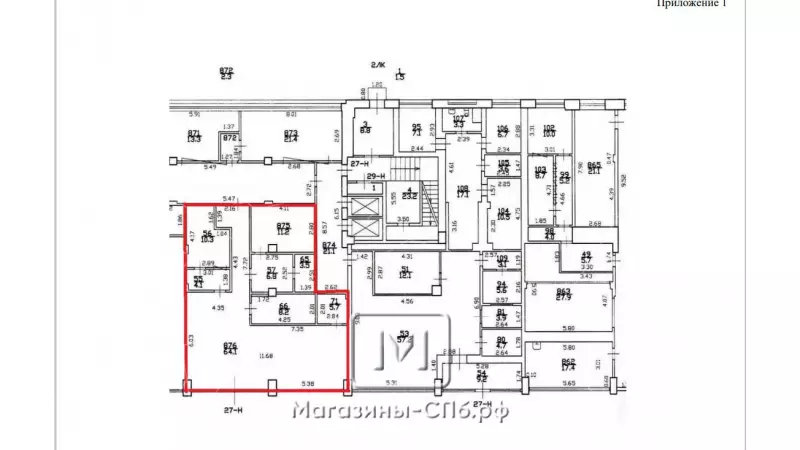 Клиентский офис 114 м2, 1 этаж, отд.вход 99. План объекта