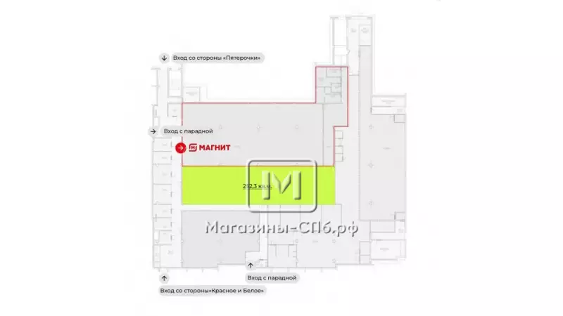 Аренда торгового помещения 252.3 кв.метров, 1 этаж 99. План объекта