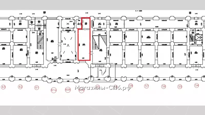 Аренда торгового помещения 54 кв.метров, 1 этаж 99. План объекта