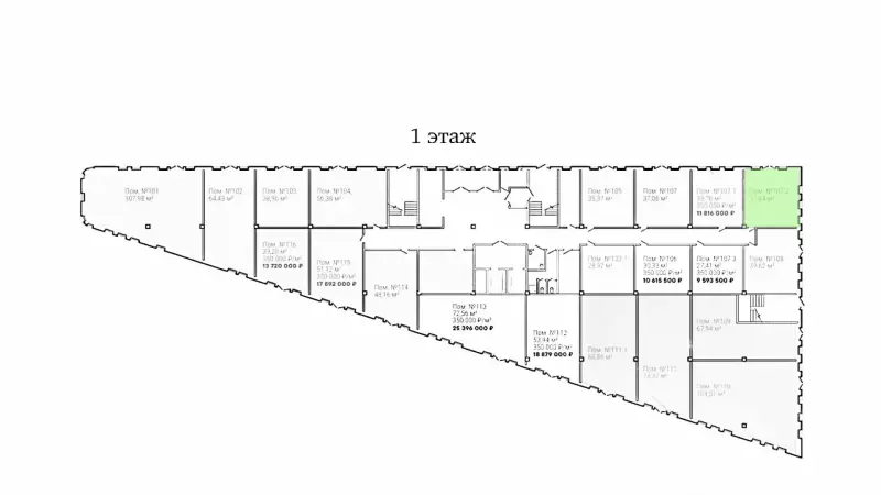 Продажа торгового помещения 37.84 кв.метров, 1 эт 99. План объекта