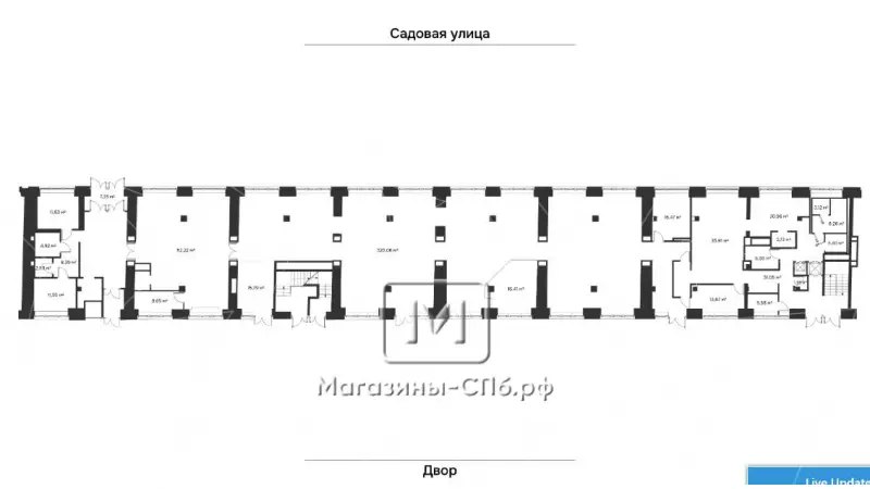 1 линия: Садовая ул. 1052м, 1 этаж и цоколь 98. Фото объекта